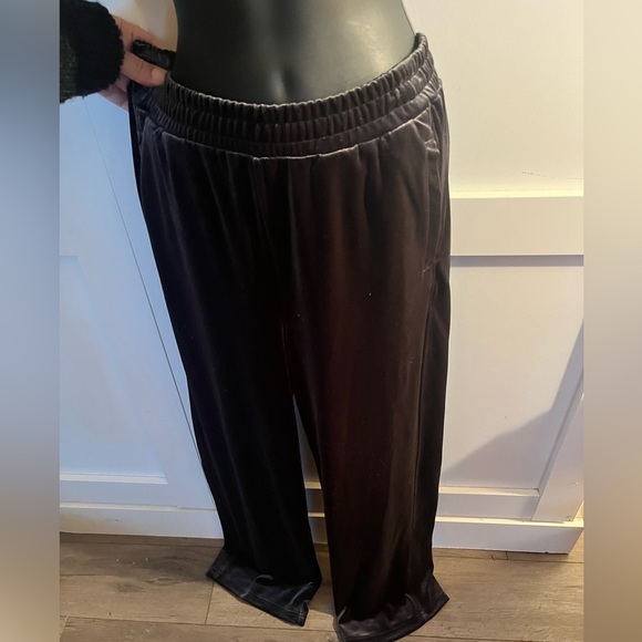 Zara Charcoal Velvet pants women’s Medium cute sweat pants lounge cozy glam - Picture 1 of 8